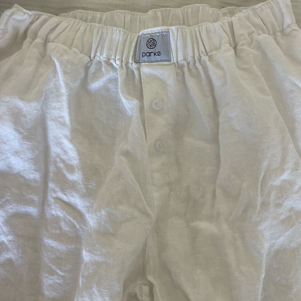Parke Women's White Linen Boxer Pants
